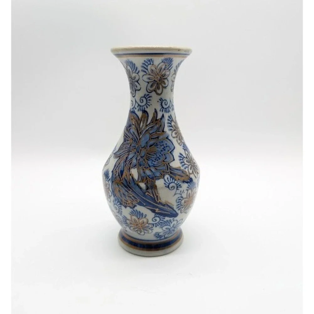Vtg Chinese Chinoiserie Floral Porcelain Bud Vase 6